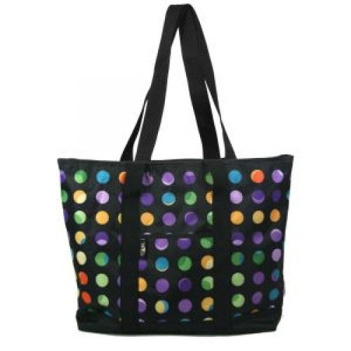 Fashion Print Utility Tote - Black Polka Dot - 94565