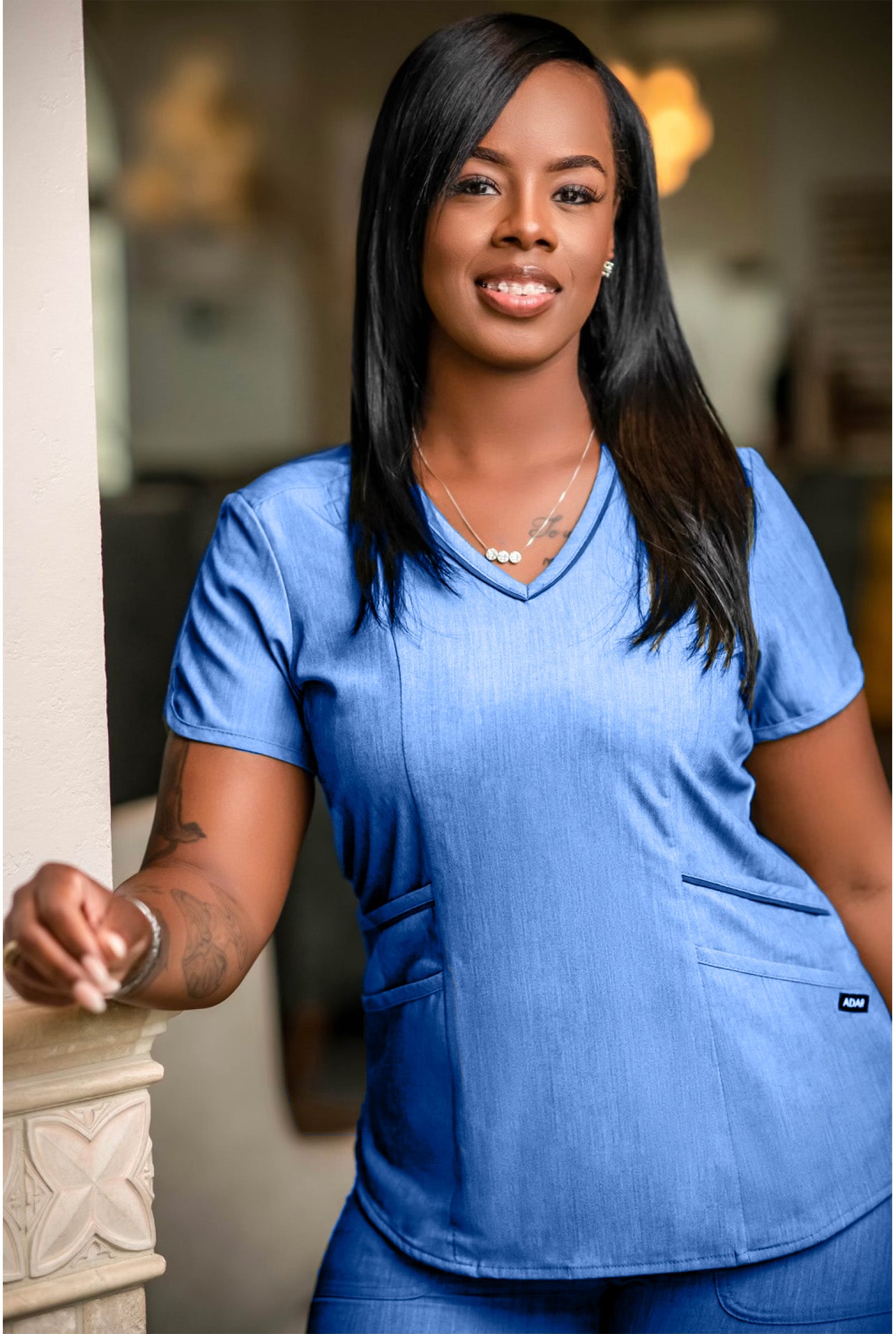 Adar Pro Women's Modern Athletic Jogger - Heather Scrub Top