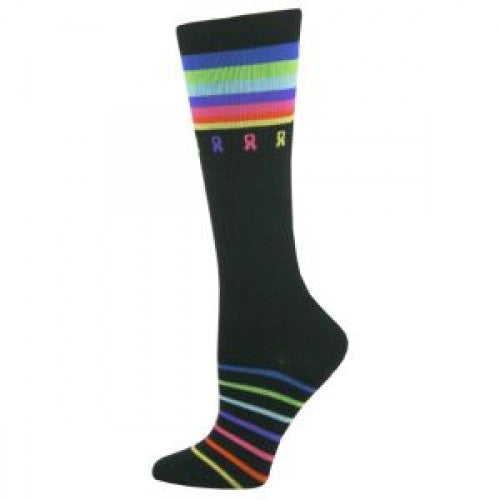 Multi-Ribbon Cancer Awareness Fashion Compression Sock