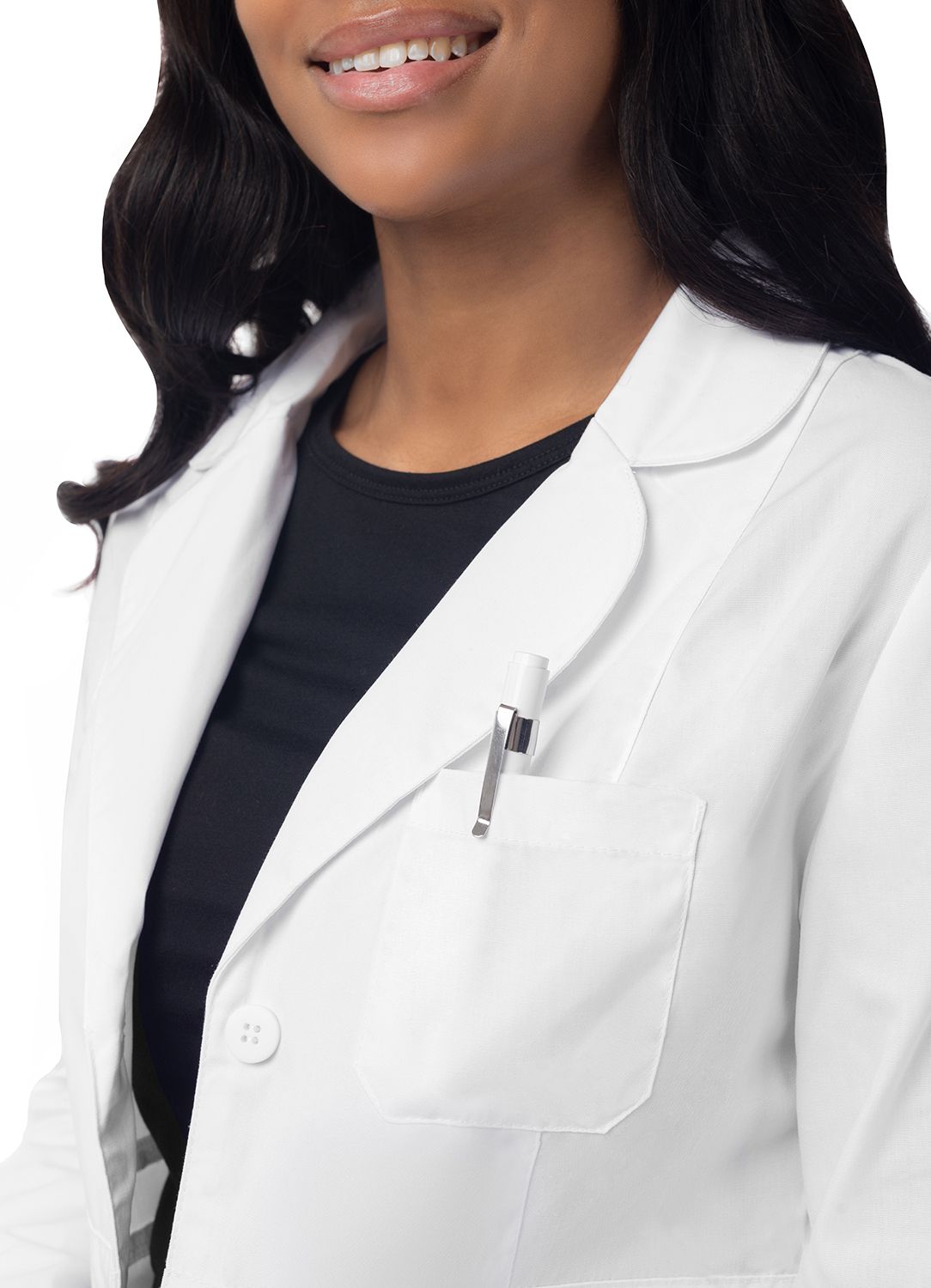 33" Women's Modern Slim Lab Coat - White - Luv Scrubs LLC