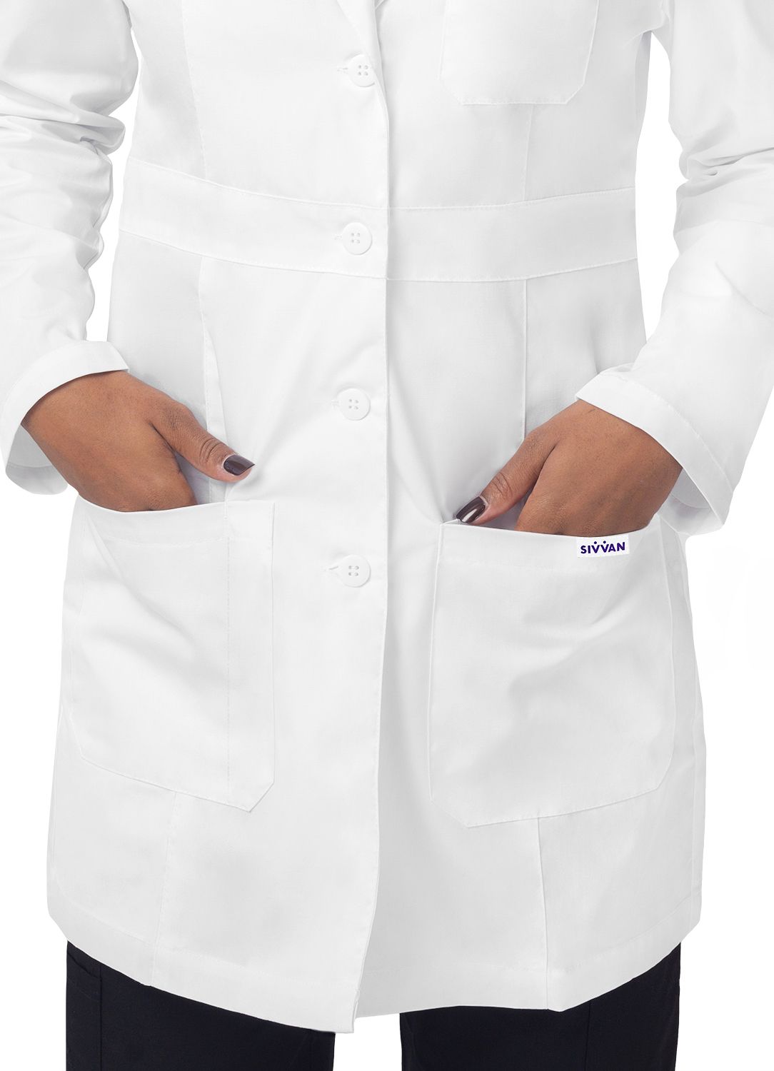 33" Women's Modern Slim Lab Coat - White - Luv Scrubs LLC