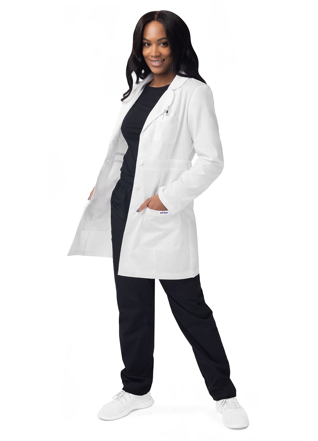 33" Women's Modern Slim Lab Coat - White - Luv Scrubs LLC